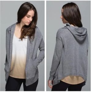 LULULEMON Grey Cabin Yogi Wrap Open Front Hoodie Hooded Pockets Size 4/6